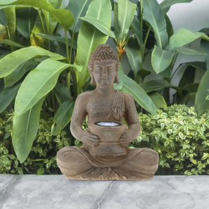 Well home - luz solar de buda en polystone acabado en plata oxidada 21x14x28cm