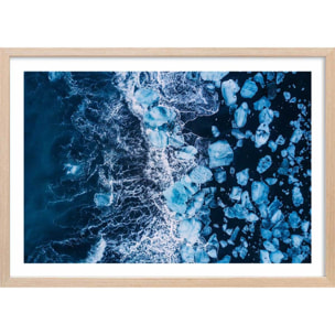 Affiche iceland diamond beach Affiche + cadre en bois - Chêne