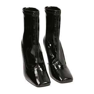 Ankle boots neri in naplack, tacco 9,5 cm