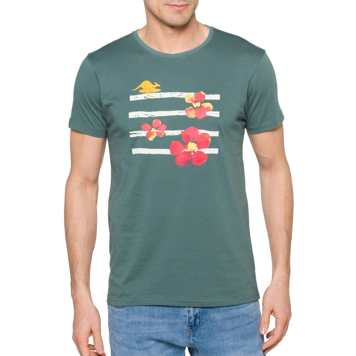 T-shirt in cotone 150 gr Marvel Hot Buttered Verde Militare.