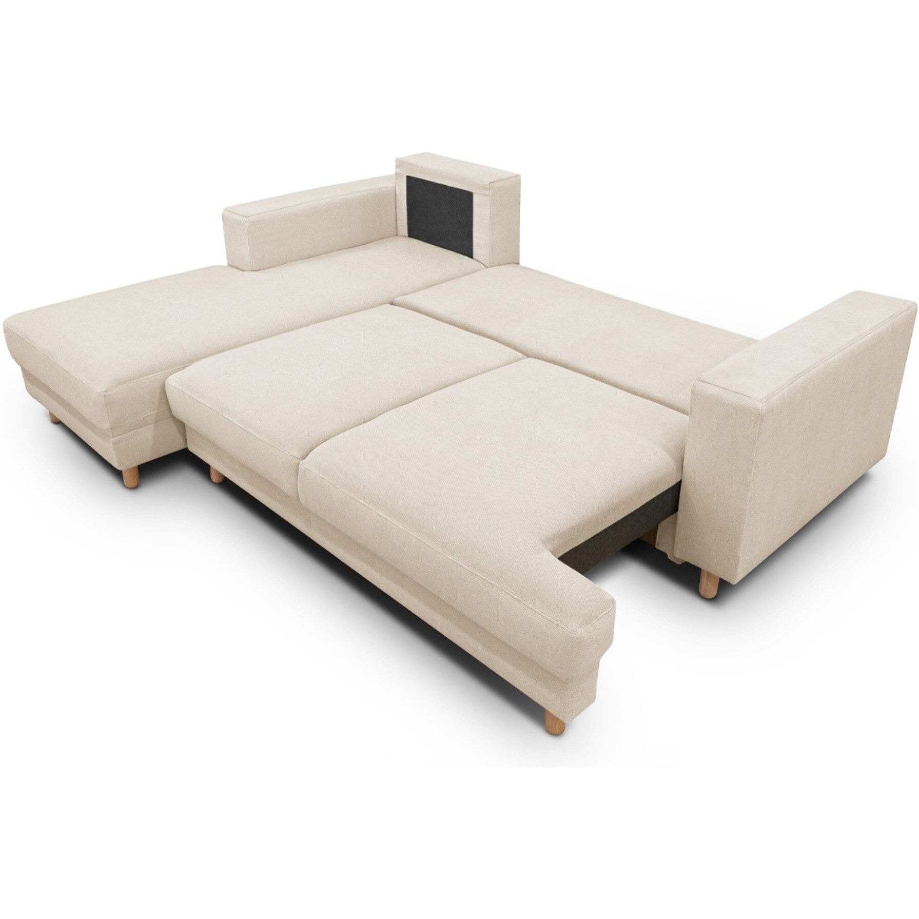 Canapé d'angle à gauche convertible 4 places en tissu chenille - MARCEAU