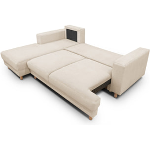 Canapé d'angle à gauche convertible 4 places en tissu chenille - MARCEAU
