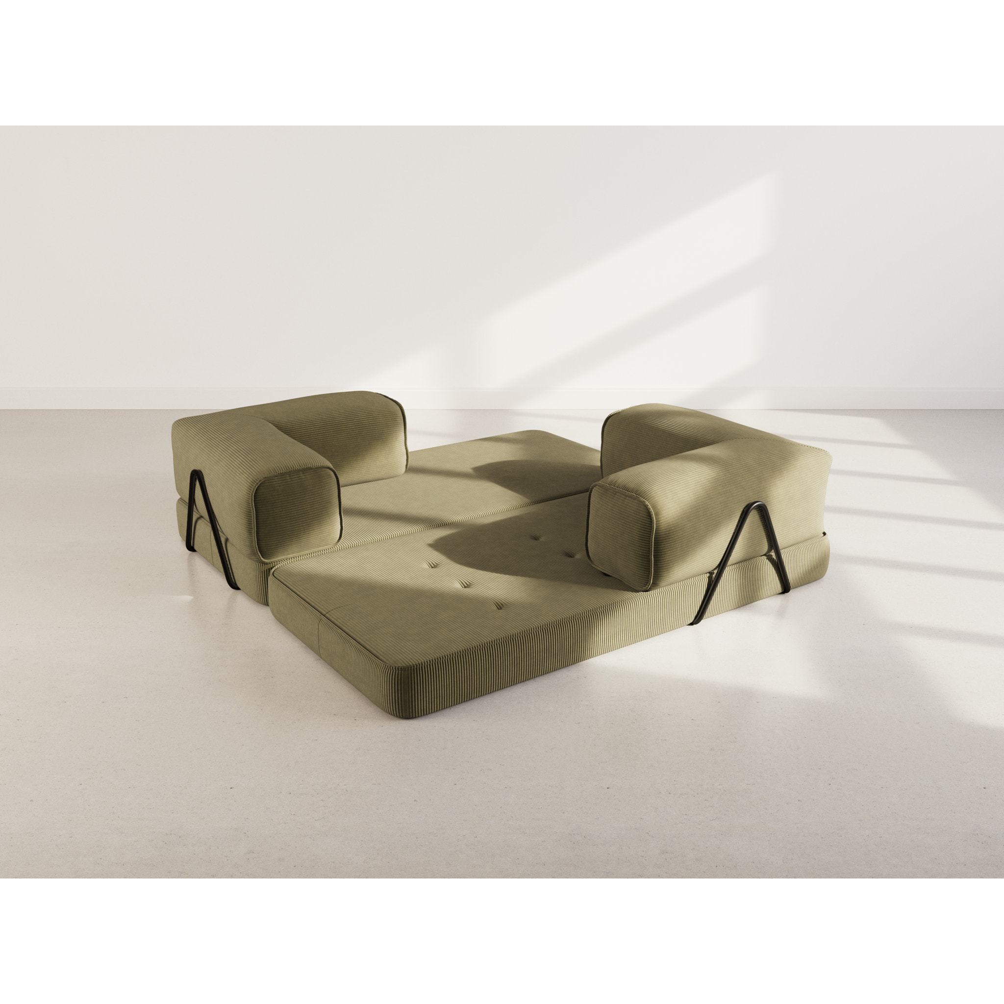 Poppy - canapé 3 places convertible en velours côtelé - Vert