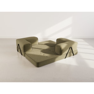 Poppy - canapé 3 places convertible en velours côtelé - Vert