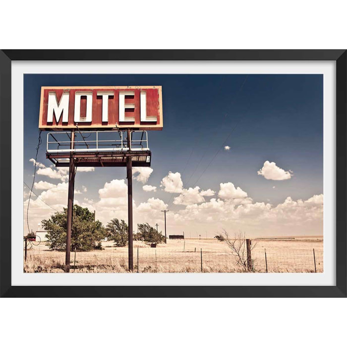 Affiche motel and neon lights Affiche + cadre en bois - Noir