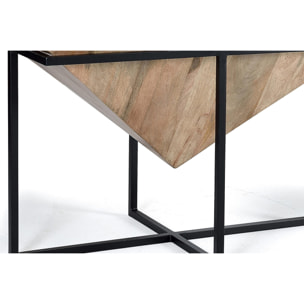 Mesas de Centro de Madera de Mango 100 Cm Estilo Industrial Moderno