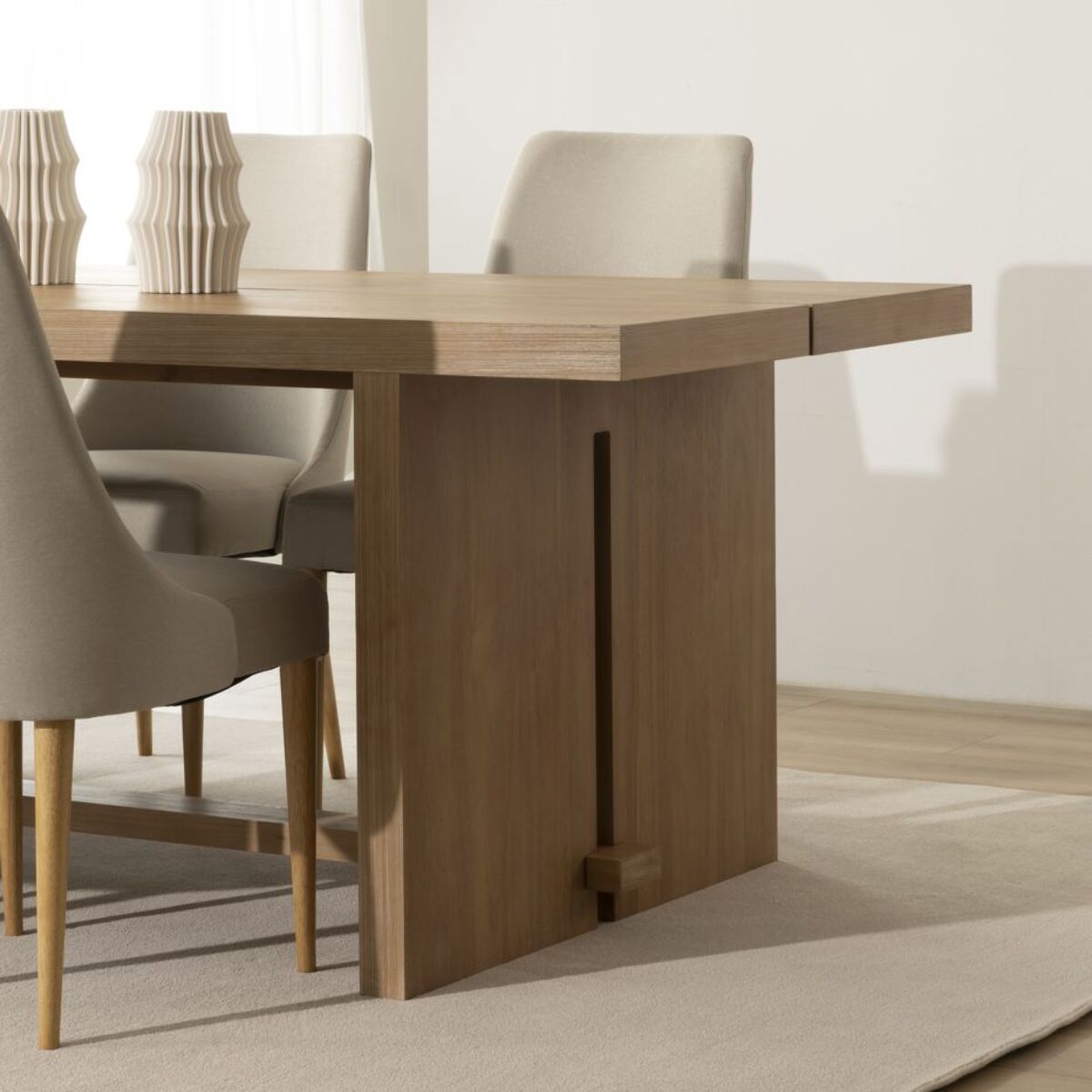 Table à manger Singra -structure en bois tropicaux/planche en fibres-couleur antique 200 x 76 x 90 cm