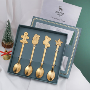 Cuillères dorées snow - lot de 4