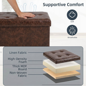Nemora Saddle 110 - Cassapanca Ottomana 109,2x38,1x38,1 cm Pouf Contenitore Poggiapiedi in Similpelle Marrone