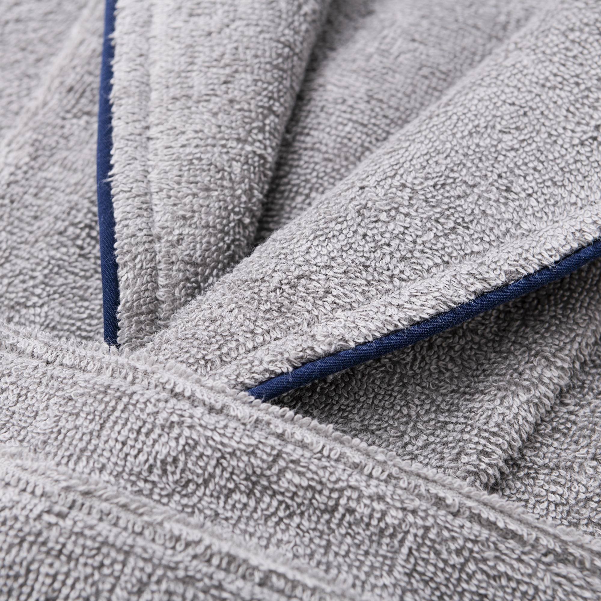 Albornoz s-m 100%algodón 360gsm gris con ribetes azules scalpers home