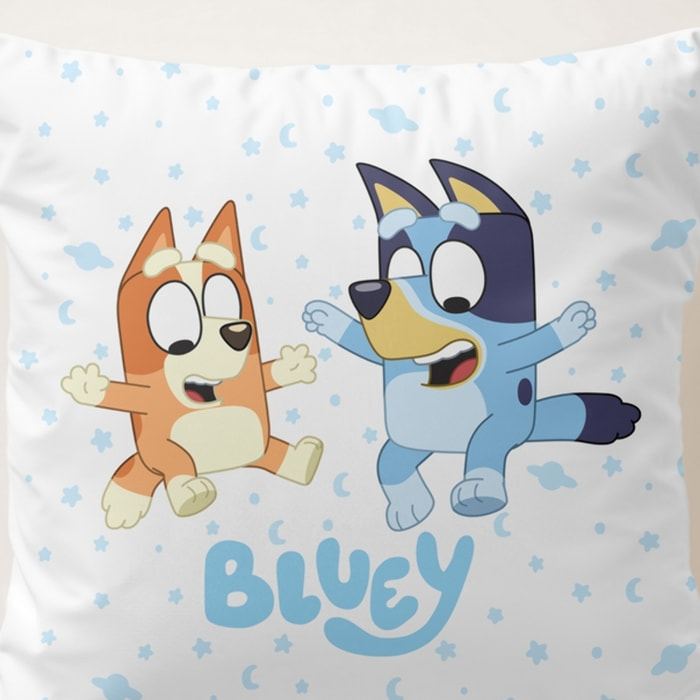Funda cojin BLUEY con relleno 45x45 .