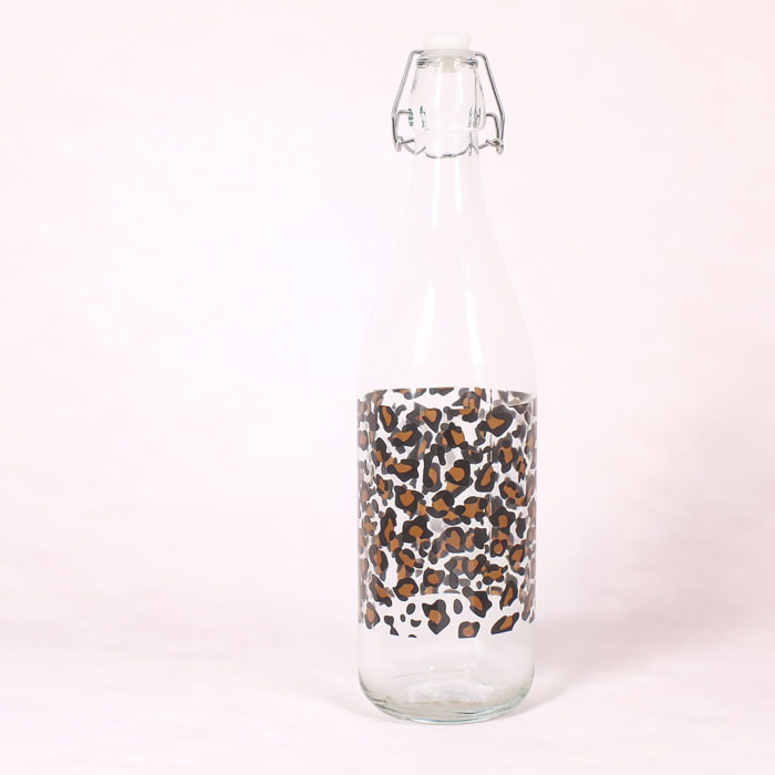 Bouteille léopard 1l en verre