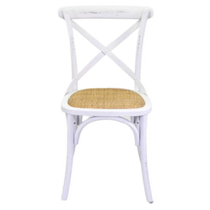 Sedia Cross Vacchetti in legno bianco antico seduta intreccio cm51x55h46,5/89