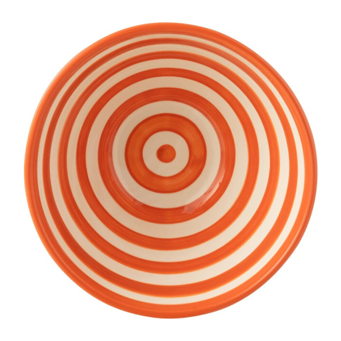 J-Line bol Granada Stripes High - céramique - blanc/orange - medium - Ø 22 cm