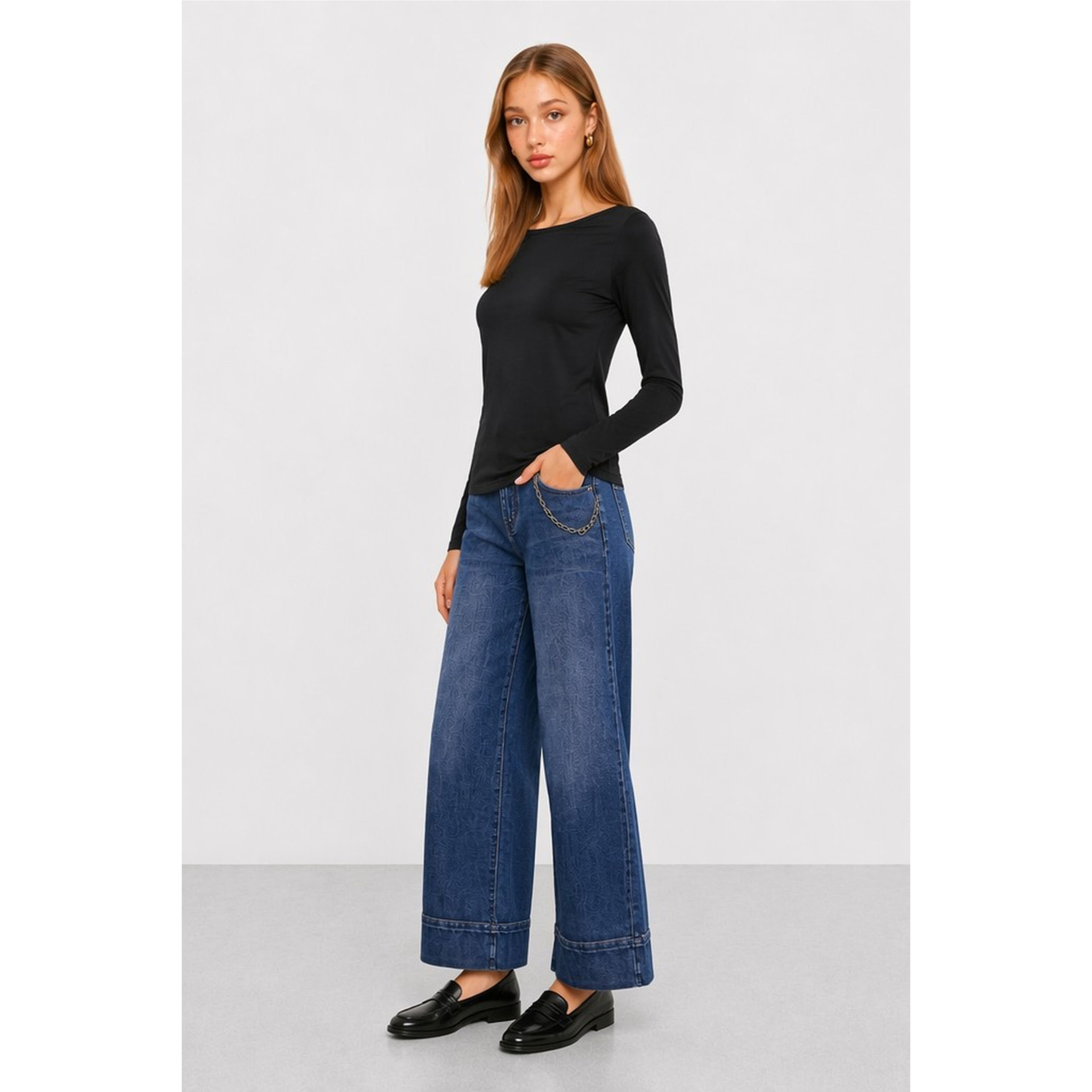 Kocca - T-shirt da donna girocollo elasticizzata a maniche lunghe Donna