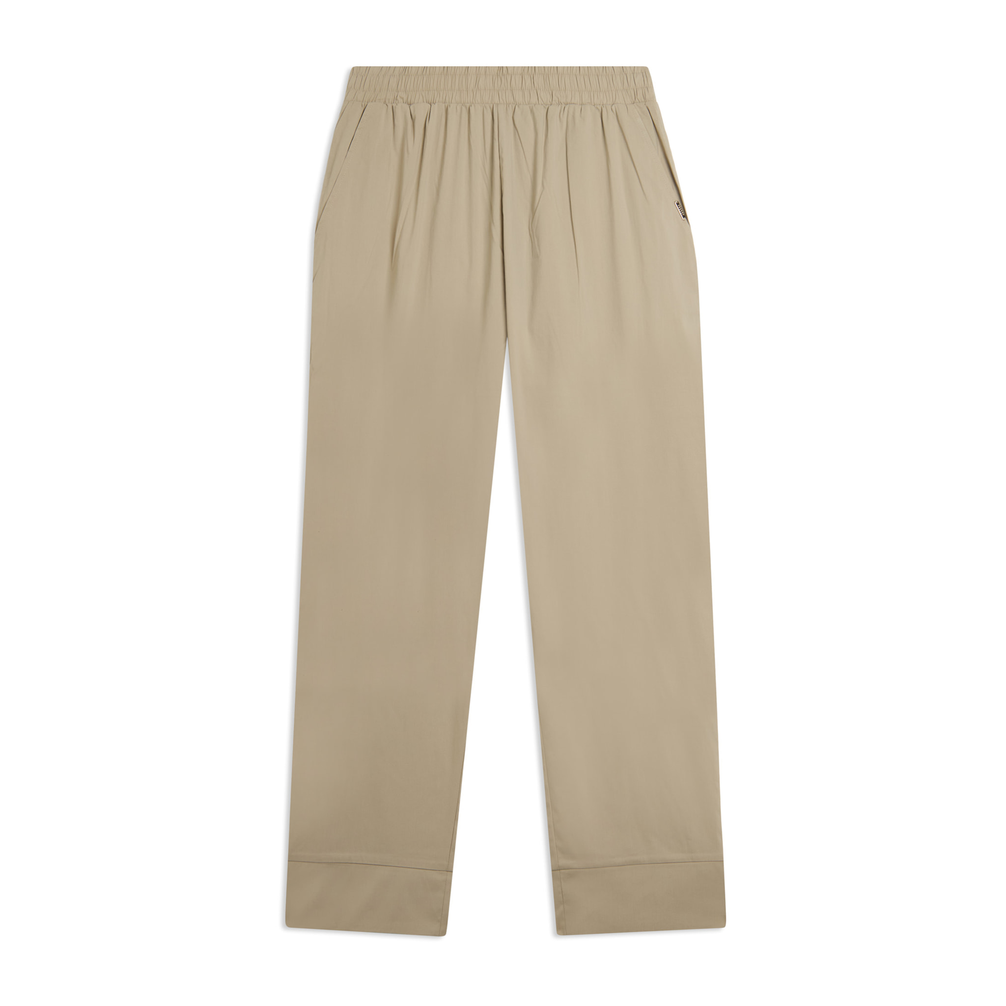 Pantaloni Cropped Fit a Carota in Popeline elasticizzato