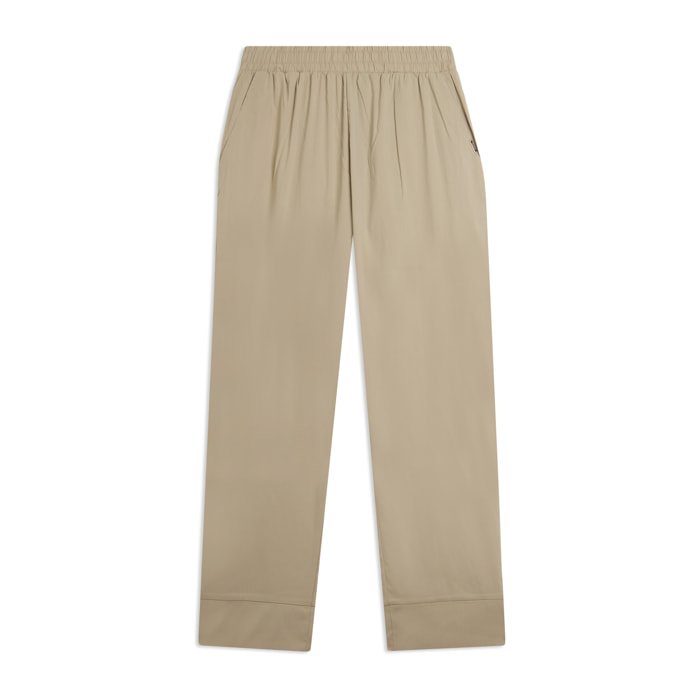 Pantaloni Cropped Fit a Carota in Popeline elasticizzato