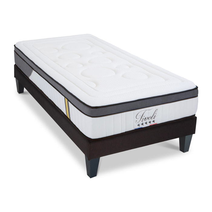 Ensemble Matelas Tivoli & Sommier KIT15, 25 cm, Mémoire de Forme et Mousse Supersoft, technologie Tri-Lattes, Soutien Ferme