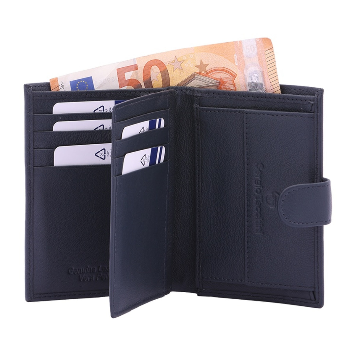 Portafoglio da uomo in vera pelle - Modello False - Casual - 9.0 x 12.5 x 2.0 cm