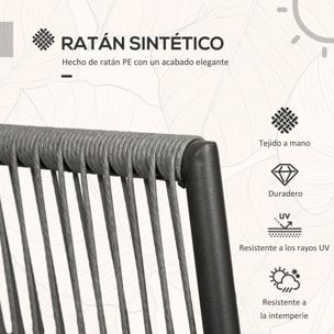 Conjunto de Muebles de Jardín de Ratán Sintético 3 Piezas Conjunto de Mesa y 2 Sillas de Ratán con Cojines Acolchados Extraíbles para Balcón Terraza Patio Gris