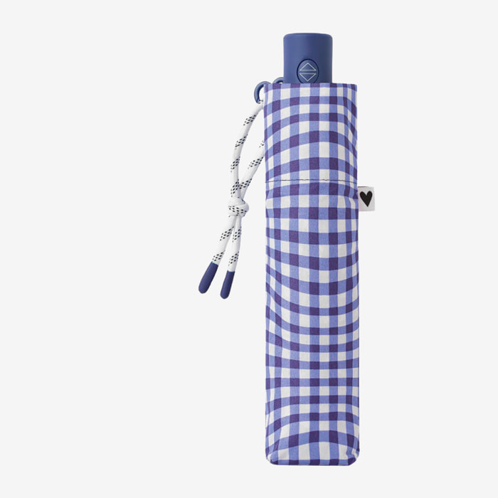 Paraguas automático azul con cuadros vichy