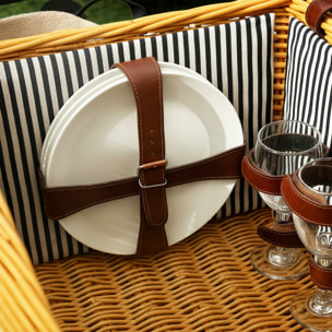 Panier de pique-nique en osier ensemble panier pique-nique 4 personnes avec petite table et accessoires