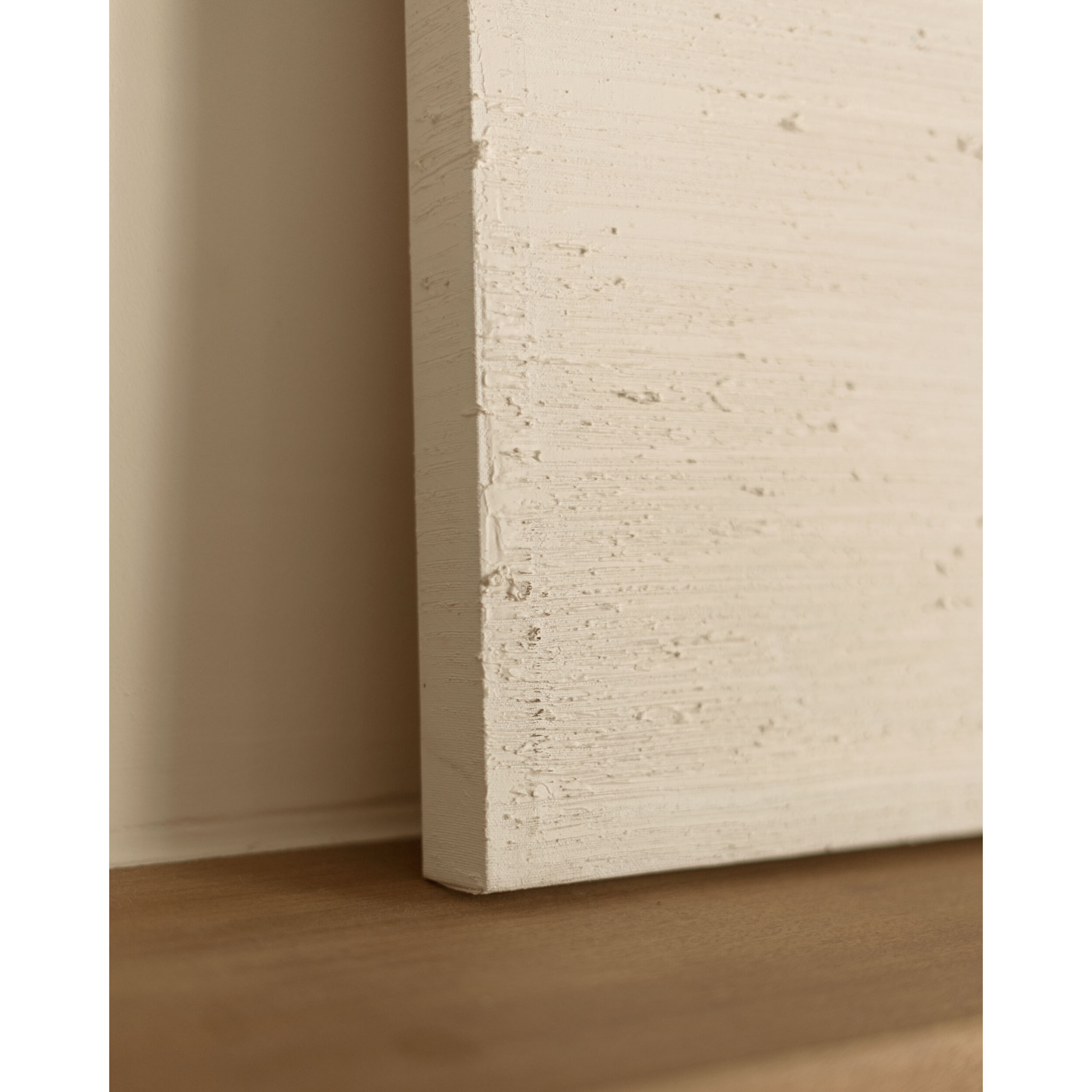 Tableau blanc et marron décoratif sur coton avec cadre en bois peint à la main à la peinture à l'huile en différentes tailles