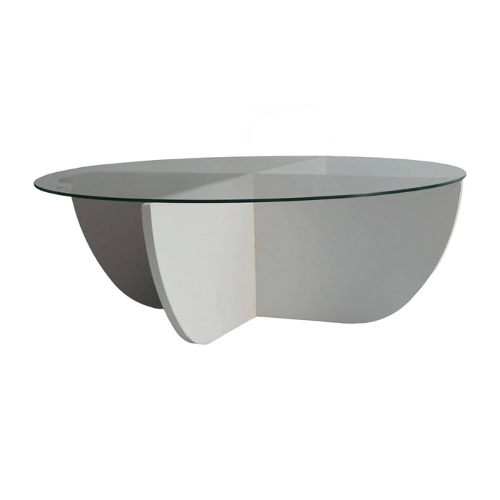 Tavolino da salotto Jolanda, Tavolo basso da caffè, Portariviste per divano, Ripiano da soggiorno, 90x90h30 cm, Bianco