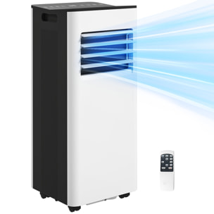 Aire Acondicionado Portátil 3 en 1 9000 BTU Enfriador Ventilador Deshumidificador 24,1 L/Día con Control Remoto Pantalla LED Temporizador 24h 2 Velocidades para Habitación 28m² Blanco