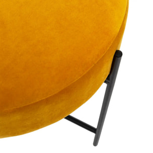 Tabouret "Arty" velours jaune moutarde