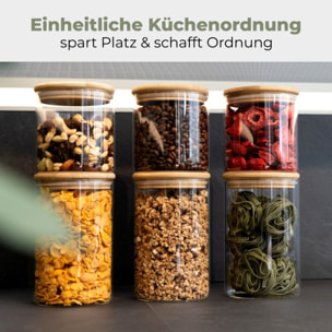 Set 6 bocaux en verre et couvercle en bois de haute qualité Classbach C-VD4029