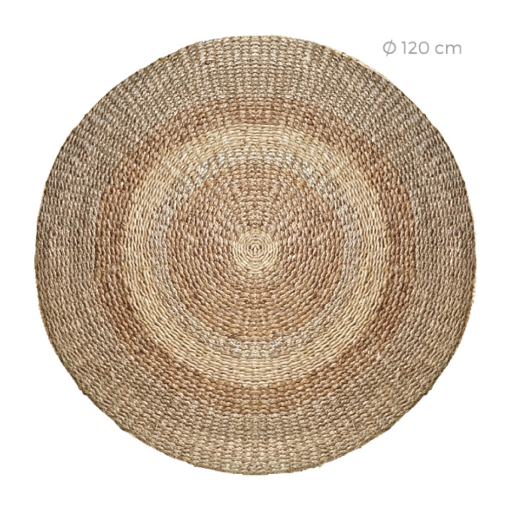 Tapis rond naturel en posidonie 120 cm - Angola