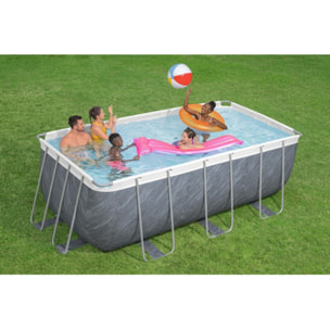 Bestway Piscine hors sol tubulaire rectangulaire Bestway Power Steel 412 x 201 x 122 cm décor marbre