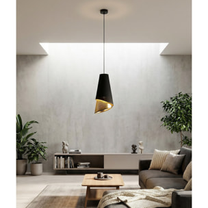 Lampada a sospensione MODA in acciaio nero e oro