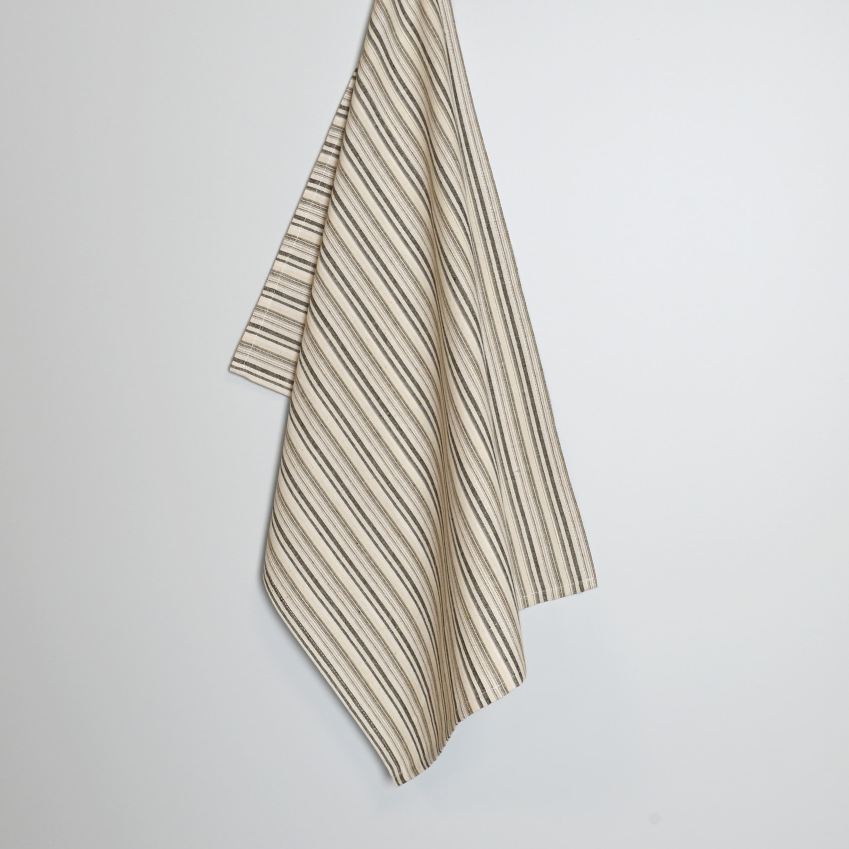 Torchon de cuisine rayures fines en coton - Ecru