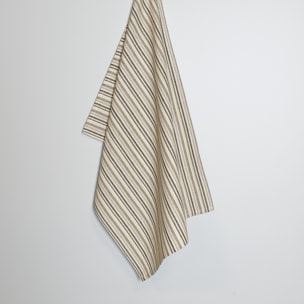 Torchon de cuisine rayures fines en coton - Ecru