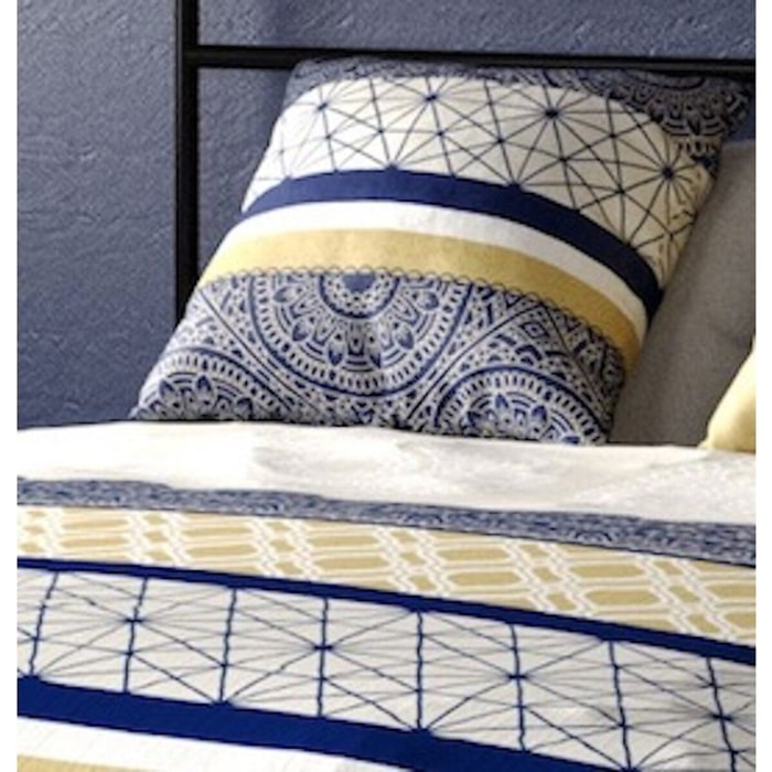 Parure housse de couette coton bleu