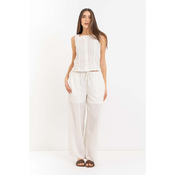 Kocca - Pantaloni da donna in cotone a righe con gamba larga Donna