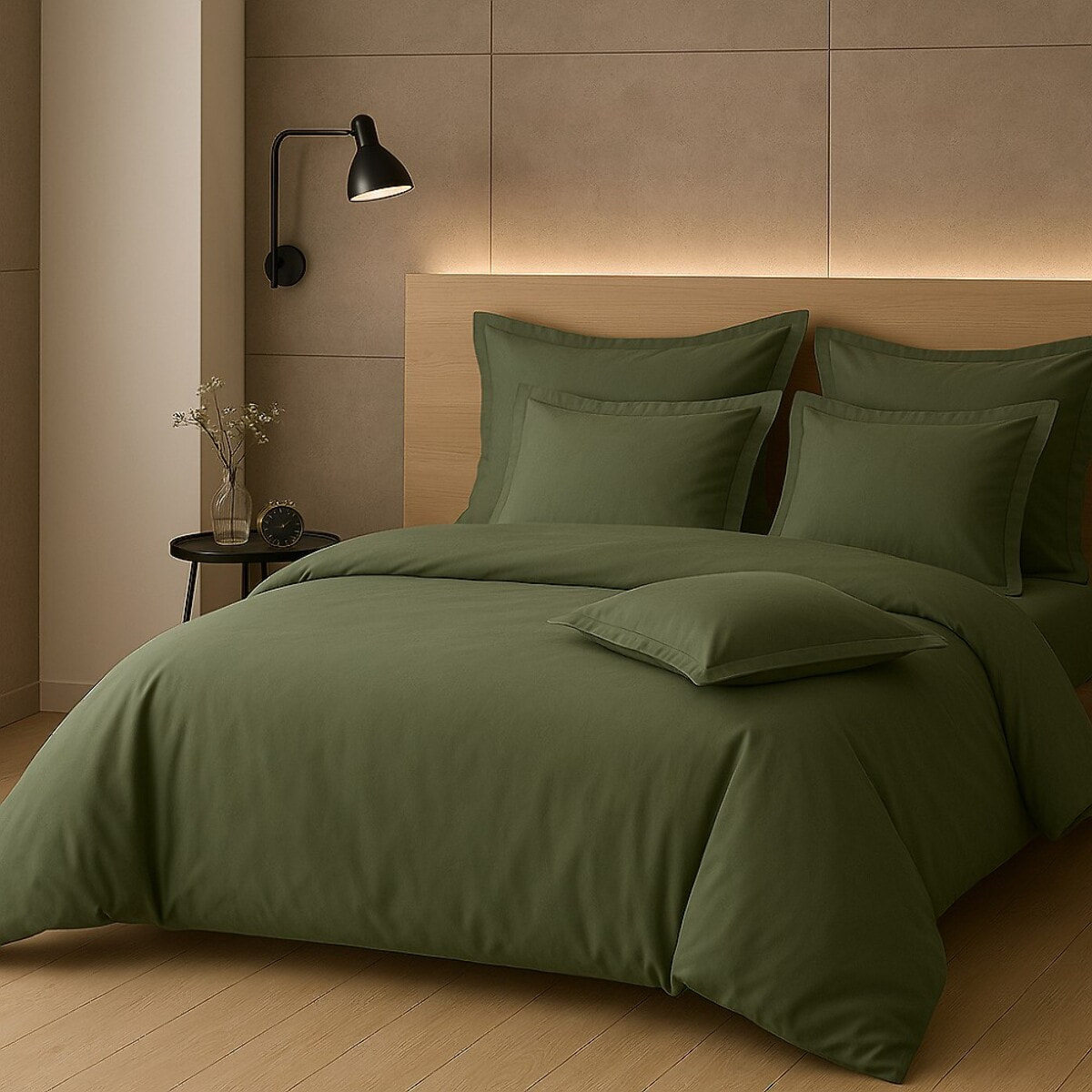 PARURE HOUSSE DE COUETTE 2 PERS 240x220 percale de Coton - PERCALE KAKI