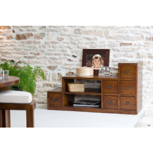 LAUREN - Meuble TV escalier marron bois Mindi