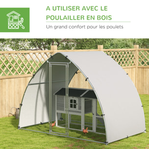 Enclos poulailler chenil 5,75 m² - toit anti-UV, porte verouillable - dim. 3,04L x 1,9l x 2,2H m - acier galvanisé