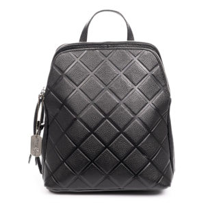 Arquà bolso mochila mujer. Piel auténtica Dollaro grabado geométrico grande.