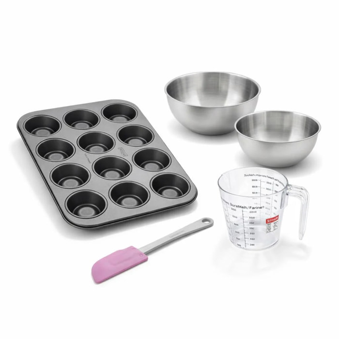 Set à pâtisserie 1 moule à 12 babas au rhum 2 bols à mixer 1 verre mesureur et 1 spatule Zenker Spécial Créative