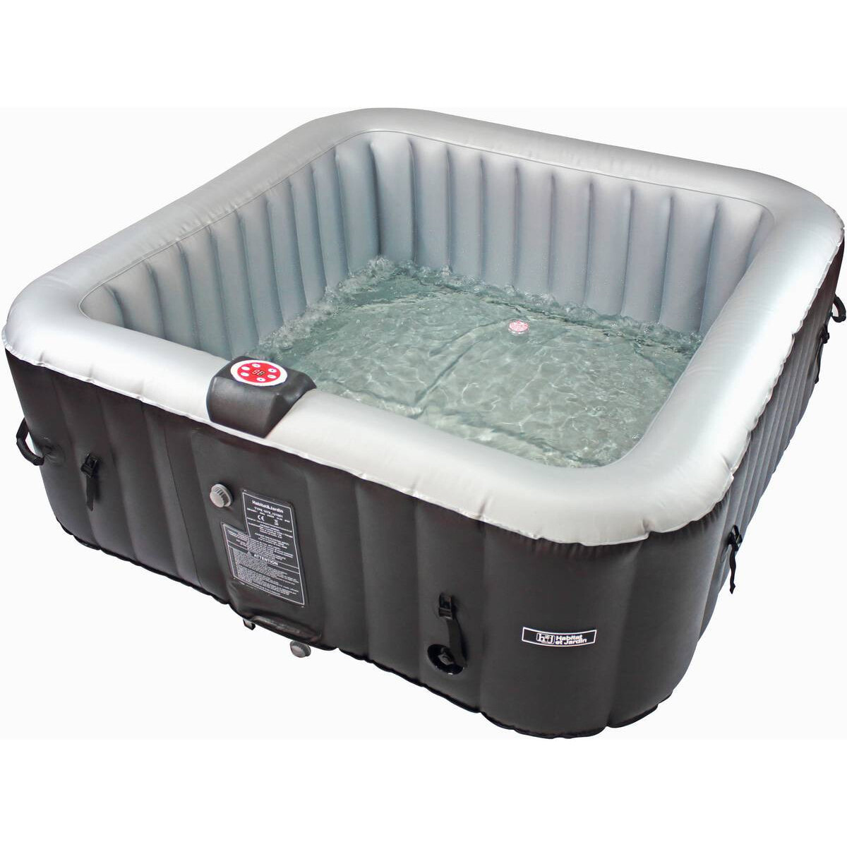 Spa gonflable avec cercle flottant LED "Nice" - 6 places - Gris/Noir