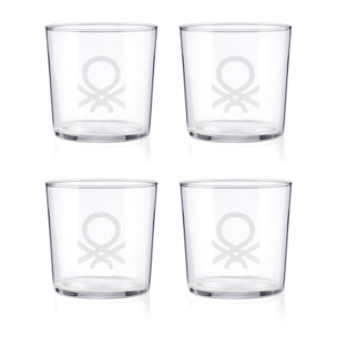 Vajilla 18 pcs y 4 vasos de agua de cristal, benetton