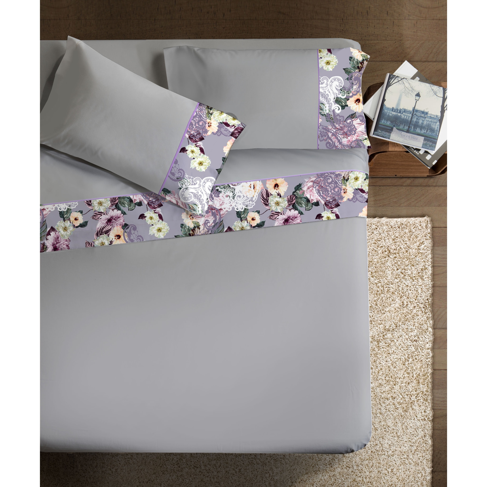 Completo letto Armonie IPERSAN Puro Cotone Ramage Grigio