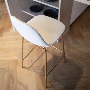 Lot de 2 chaises pour îlot central 65 cm en cuir synthétique blanc - Henrik