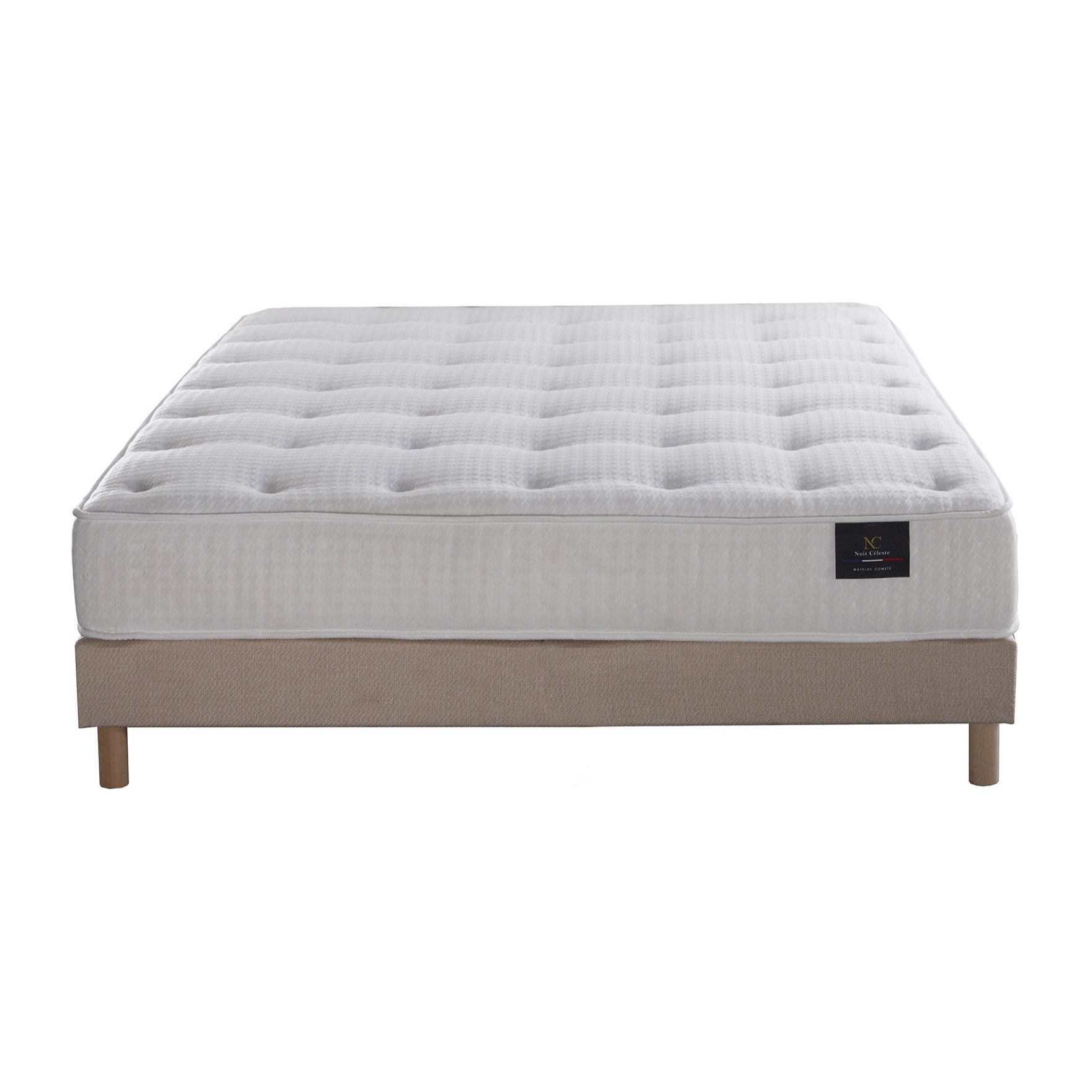 Ensemble Nova - Matelas ressorts ensachés Mémoire de forme - Sommier Rose Poudré