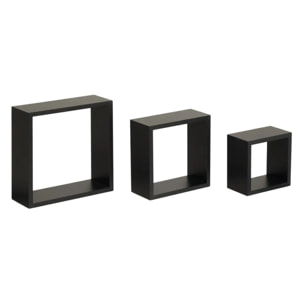 3 petites étagères murales "Fixy" cube noir