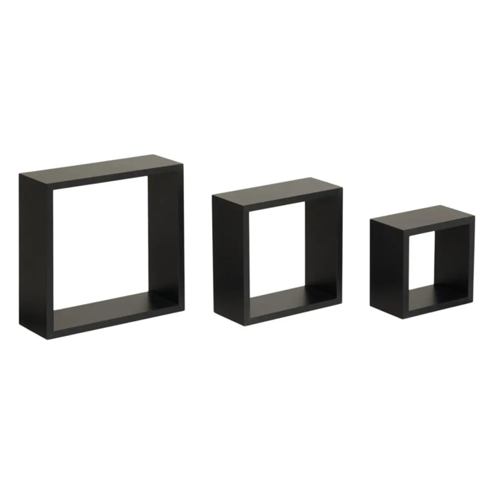 3 petites étagères murales "Fixy" cube noir